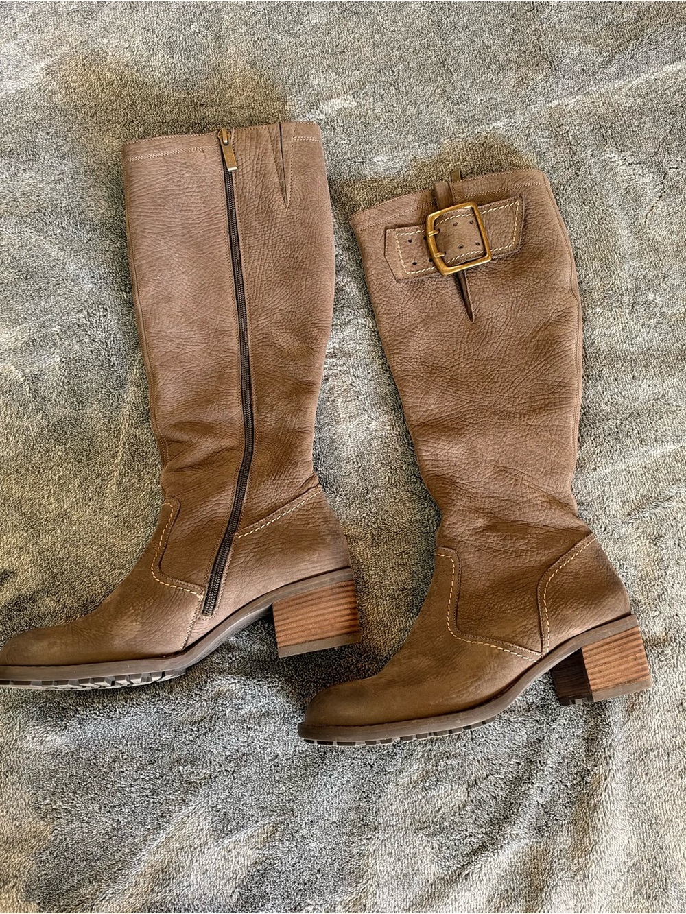 Paul Green München Austria Taupe Leather Riding Boots 38.5 US 7.5